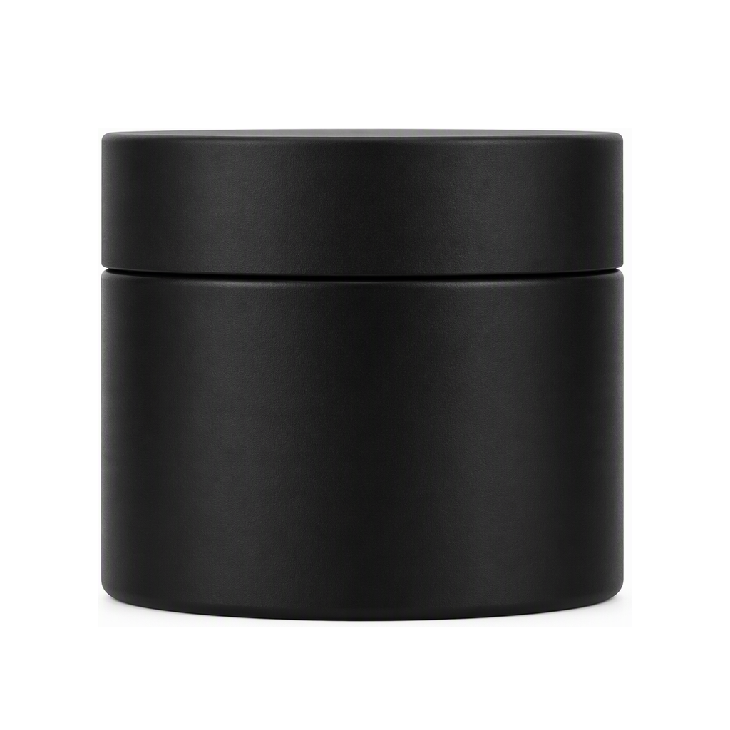 Matte black cosmetic jar with lid